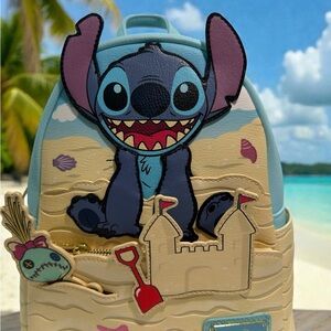 Disney Parks Loungefly Stitch Sandcastle Mini Backpack